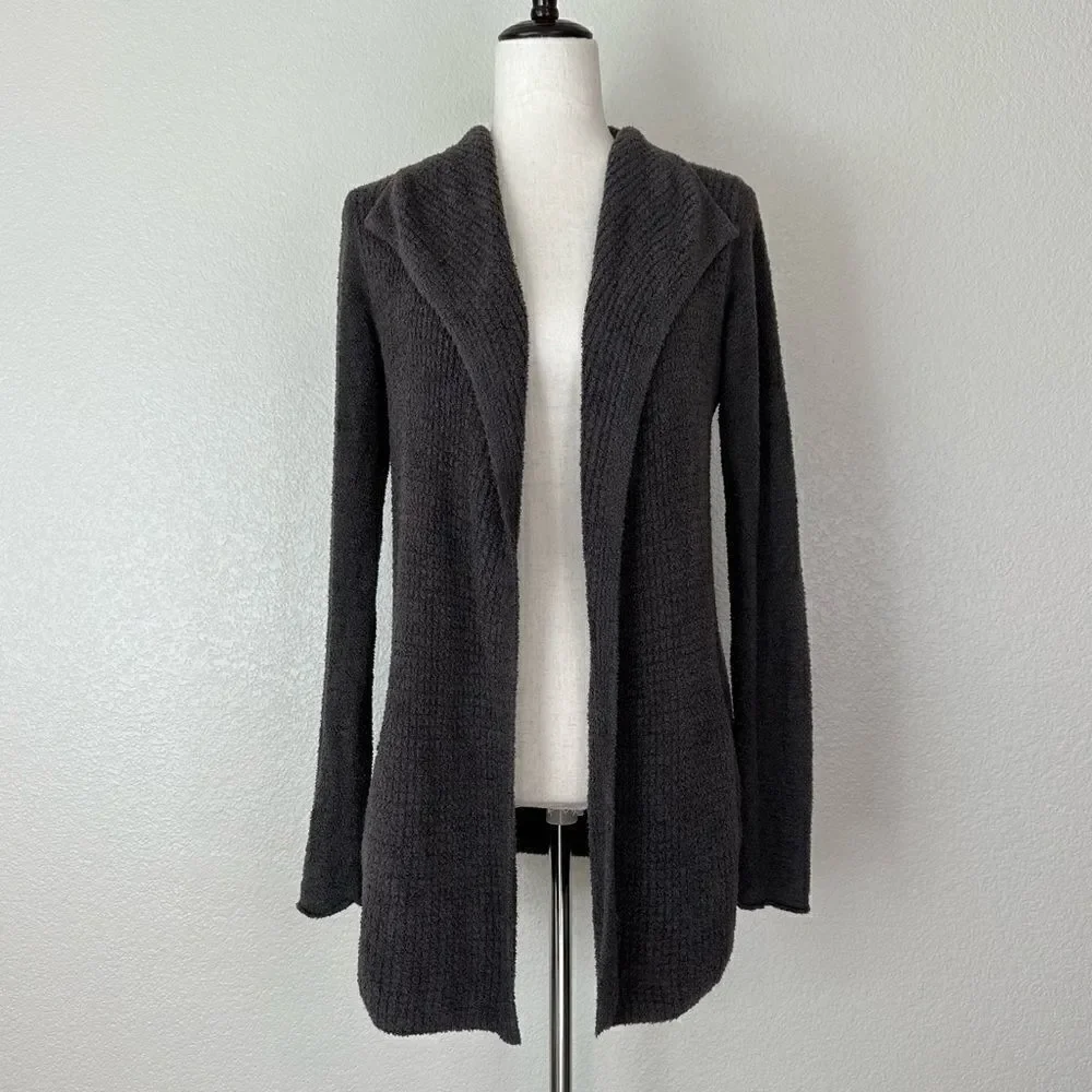 Barefoot Dreams Cozychic Lite Charcoal Gray Open Front Cardigan, Sz Medium - Picture 2 of 13
